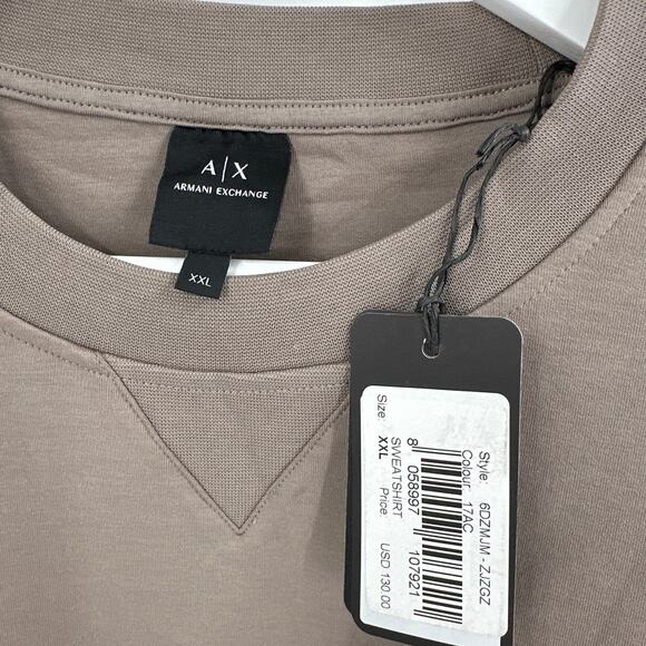 Armani Exchange Beige Crewneck Stretch Contrasting Band Sweatshirt Size XXL - Picture 9 of 11